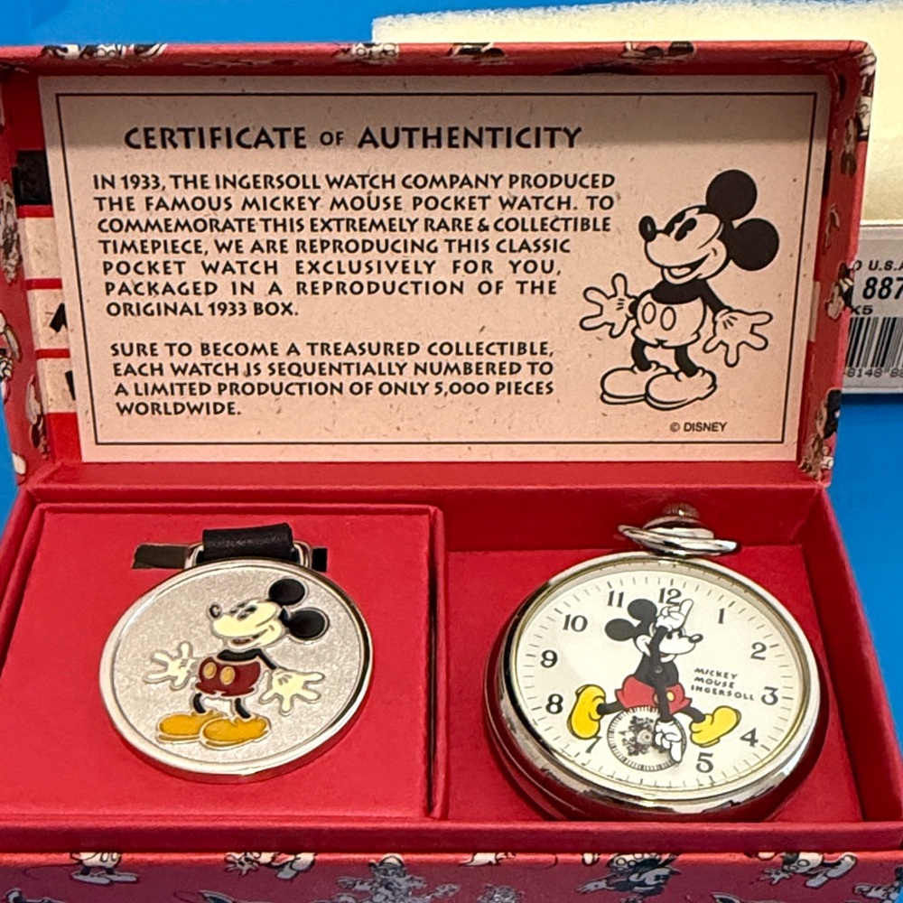 Limited Edition Ingersoll Mickey Mouse pocket watch set.